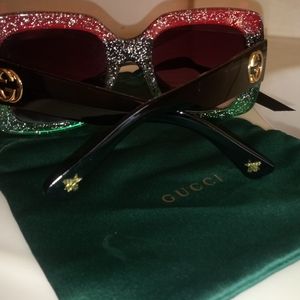 Glitter red and green sunglasses